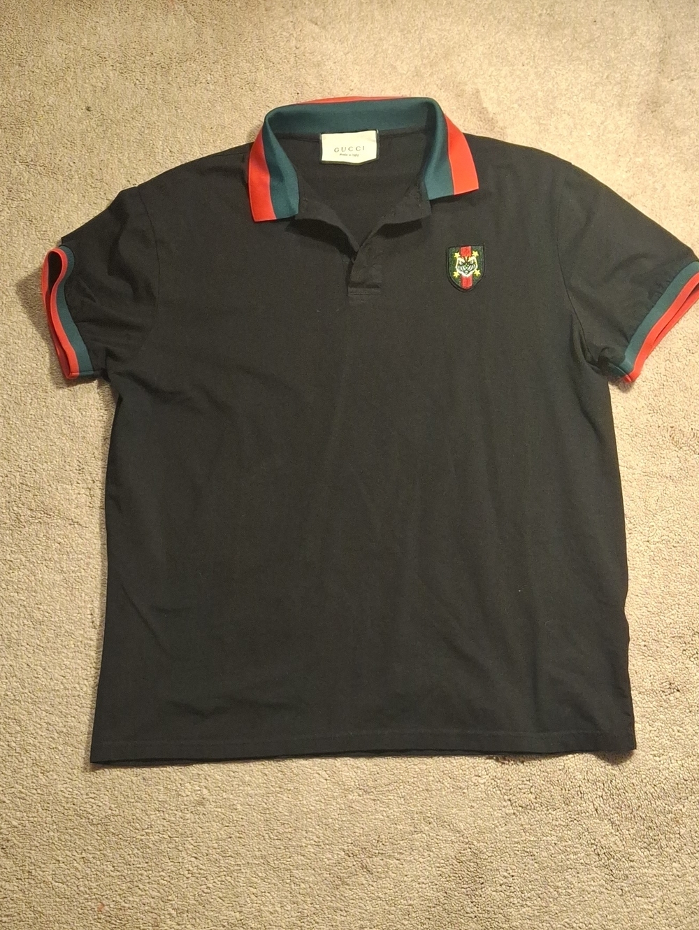 Gucci Black Polo with Red and Green Trim